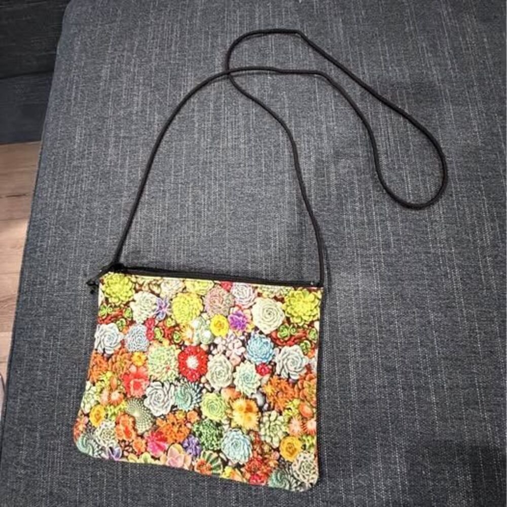Slouch Pouch Succulent Print Crossbody Bag
